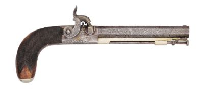 A LIÈGE 120 BORE PERCUSSION OVERCOAT PISTOL SIGNED TARRATT, LONDON, CIRCA 1830-40