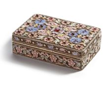 A RUSSIAN FABERGE SILVER-GILT AND CLOISONNÄ‚â€° ENAMEL BOX, CIRCA 1900