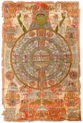 A LARGE JAIN ILLUSTRATION OF THE WORLD OF MORTALS GUJARAT, NORTH WEST INDIA, 17TH CENTURY