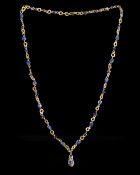 A ROMAN GOLD NECKLACE WITH BLUE GLASS BEADS, CIRCA 1ST-2ND CENTURY AD