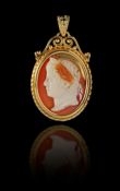 A ROMAN AGATE CAMEO OF THE YOUNG NERO, 1ST CENTURY AD