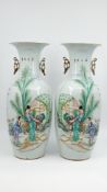A Chinese pair Qianjiang and Famille rose decorated porcelain vases with the decor of two ladies
