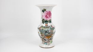 A Chinese Qianjiang and Famille rose glazed porcelain yenyen vase, finely decorated with antiquities