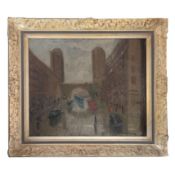 Bertil Wahlberg, Metropolis, 1950er, Oil on Board, Gerahmt