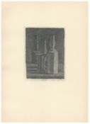 Giorgio Morandi, Stillleben mit Vase und drei Flaschen, 1945-1957