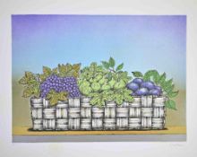 Bruno Caruso, Stillleben mit Obstkorb, Lithographie, 1980er