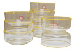 Vintage Empoli Glasschalen aus Klarglas mit Gelbem Rand von Fratelli Buggiani,1980er, 9 Set