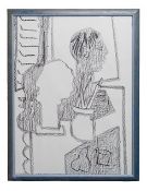 Italienischer Künstler, Abstrakte Komposition, 1990er, Kohle auf Papier, Gerahmt