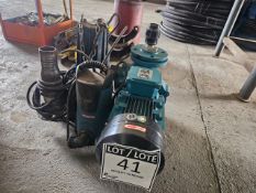 LOT OF TWO (2) VARIOUS SIZED SUBMERSIBLE PUMPS & ONE (1) 3/2 WATER PUMP WITH MOTOR - NOT TESTED