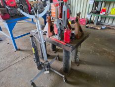 LOT OF EIGHT (8) VARIOUS JACKS WITH A TABLE