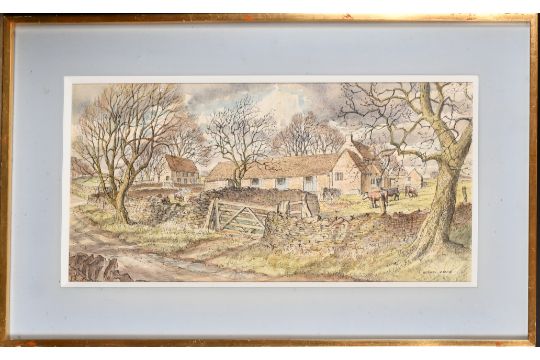 Hervey Cadwallader Adams (1903-1996) British. "A Cotswold Farm", Watercolour and ink, Signed, and - Image 2 of 5