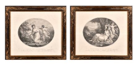 After Angelica Kauffman (1741-1807) Swiss. "Cupid and Euphrosine", Engraving, In a fine period