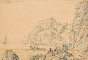 Antonio Senape (1788-1850) Italian. "Castelli di Procida", Ink, Inscribed, and inscribed verso, 7.