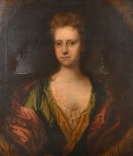 Circle of Peter Lely (1618-1680) Dutch/British. Bust Portrait of a Lady, Oil on canvas, In a painted