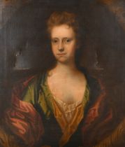 Circle of Peter Lely (1618-1680) Dutch/British. Bust Portrait of a Lady, Oil on canvas, In a painted