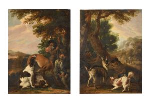 Magnus Brasch (1731-1787) German. A Wayside Rest, Oil on panel, 14.75" x 10.5" (37.5 x 26.7cm) and a