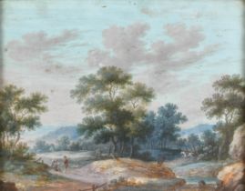 Circle of Henry Joseph Van Blarenberghe (1750-1826) French. Hunters and Figures in a Landscape,