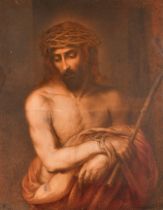 Manner of Esteban Murillo (1618-1682) Spanish. Christ with a Crown of Thorns, Watercolour, Signed