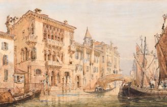 19th Century English School. Grand Canal, Venice, Watercolour, unframed 12" x 18.5" (30.5 x 47cm)