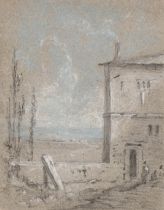 Amelia Long, Lady Farnborough (1762-1837) British. "Italian Landscape", Chalk, Inscribed on a