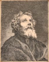 After Le Fety (18th Century) European. Study of a Bearded Saint, Engraved by de B, 8.25" x 6.5" (
