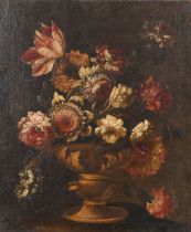 Circle of Juan de Arellano (1614-1676) Spanish. Still Life of Flowers in an Urn, Oil on canvas, 17.