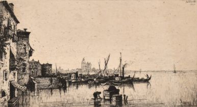 Adolphe Appian (1818-1898) British. "Venise", Etching, unframed 5.2" x 9.5" (13.1 x 24.2cm) together