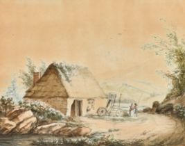 Circle of Moses Griffith (1747-1819) British. "Mona Lodge", Watercolour, Indistinctly inscribed