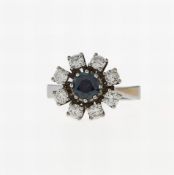 Brillantring mit Saphir