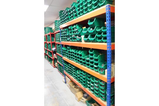 4 Bays Of Orange And Blue Racking with Contents to Include Green Lin ...