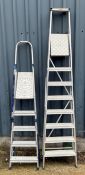 Pair of SGB Youngman Heavy Duty 8-Tread Steps & Pair of 5-Tread Aluminium Steps (Location: