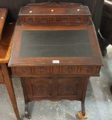 Edwardian mahogany Davenport desk, with raised stationary gallery and four side drawers. 55cm wide