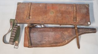 19th/early 20th century Holland & Holland leather on oak shotgun motoring case, having Holland &