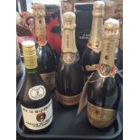 Tray of assorted alcohol to include: Duc de Mallincourt French XO Brandy, Cockburn's Special Reserve