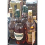 Tray of assorted Brandy to include: various Three Barrels, Martel VS Cognac, Remy Martin Fine