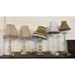 Group of assorted table lamps and shades, various. (5) (B.P. 21% + VAT)