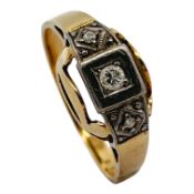 Ring 3,64g 585/- Gelbgold und Weißgold mit 3 Diamanten zus. ca. 0,06 ct., Ringgröße ca. 56