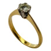 Ring 2,93g 750/- Gelbgold und Weißgold mit Diamant ca. 0,50 ct. K/ vs1, Ringgröße ca. 55