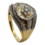 Ring 6,15g 585/- Gelbgold und Weißgold mit ca. 146 Diamanten ca. 1,20 ct. H/si-pi, Ringgröße 63