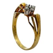 Ring 3,06g 585/- Gelbgold und Weißgold mit 4 Diamanten ca. 0,08 ct., Ringgröße ca. 59