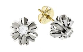 Ohrstecker 4,44g 585/- Gelbgold und Weißgold mit 2 Diamanten zus. ca. 0,36 ct.