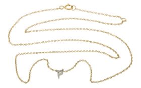 Collier mit - P - 1,13g 585/- Gelbgold mit 8 Diamanten zus. ca. 0,03 ct., Länge ca. 42 - 45 cm