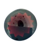 Rhodolith zu 20.63 ct. Laenge 20.54 mm. Breite 19.25 mm. Hoehe 6.81 mm