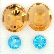2 Berylle 20.78 ct. und 2 Topase 5.13 ct. Set fuer Ohrschmuck