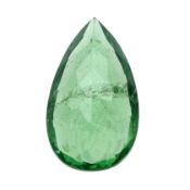 Tsavorith Tropfen 3.62 ct.. Laenge 12.96 mm. Breite 7.61 mm. Hoehe 4.69 mm