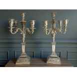 A pair of large sterling silver five-branch candelabra. In the Empire style. Height - 43cm Pair weig