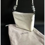A Lalique white leather shoulder bag. With frosted crystal accents.