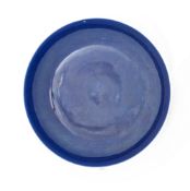 Plat creux en porcelaine à glaçure monochrome bleu foncé, Chine, dynastie Qing, sceau d'exportation