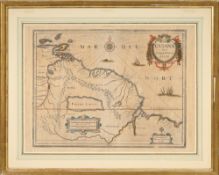 \[AMERIQUES\]. JANSSON (Jan). Réunion de deux cartes géographiques de territoires des Amériques réha