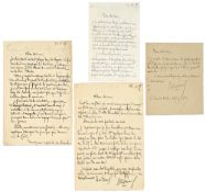 HUYSMANS (Joris-Karl). Ensemble de 4 l ettres autographes signées, \[Paris\], entre 1887 et 1889\. E